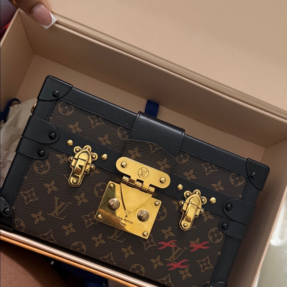 Louis Vuitton Brown Monogram Petite Malle Crossbody Bag with Gold Hardware